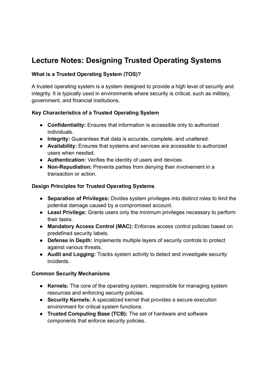 Trusted Operating Systems (TOS) - Page 1