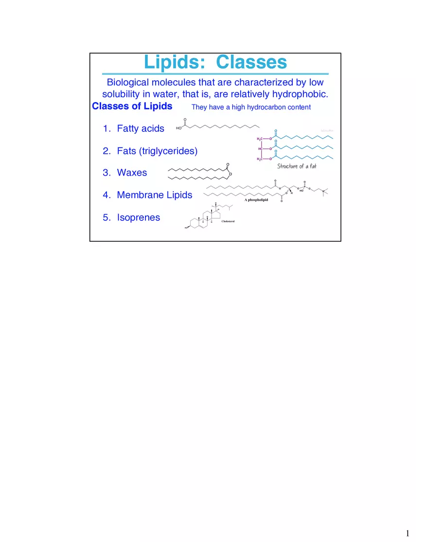 Lipids Membranes Biological Molecules That are Characterized by Low Solubility - Page 1