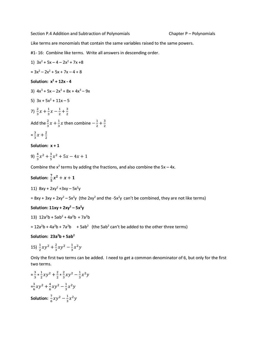 Section P.1. Properties of Exponents. Chapter P – Polynomials - Page 16