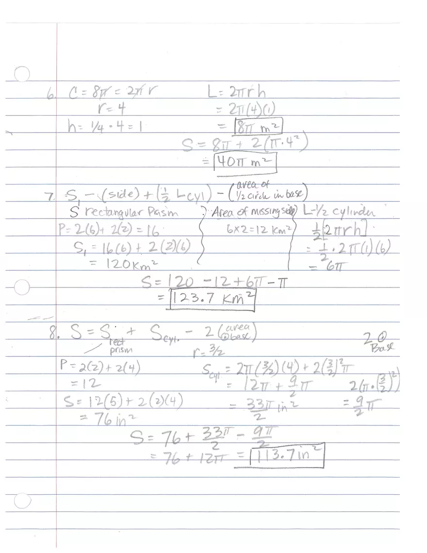 Surface Area of Prisms and Cylinders - Page 2