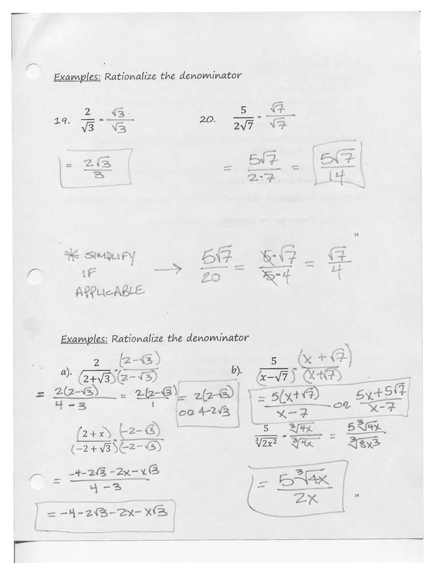Multiply, Divide, and Rationalize Radical Expressions - Page 7