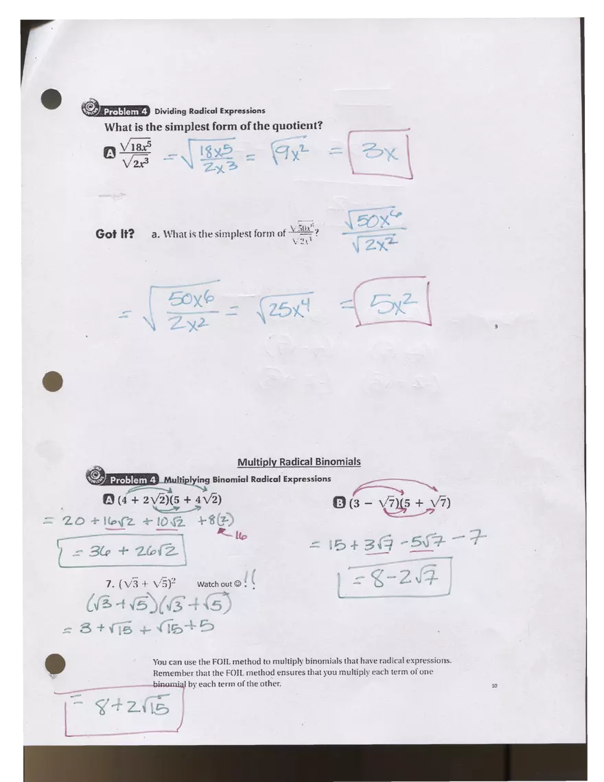 Multiply, Divide, and Rationalize Radical Expressions - Page 5