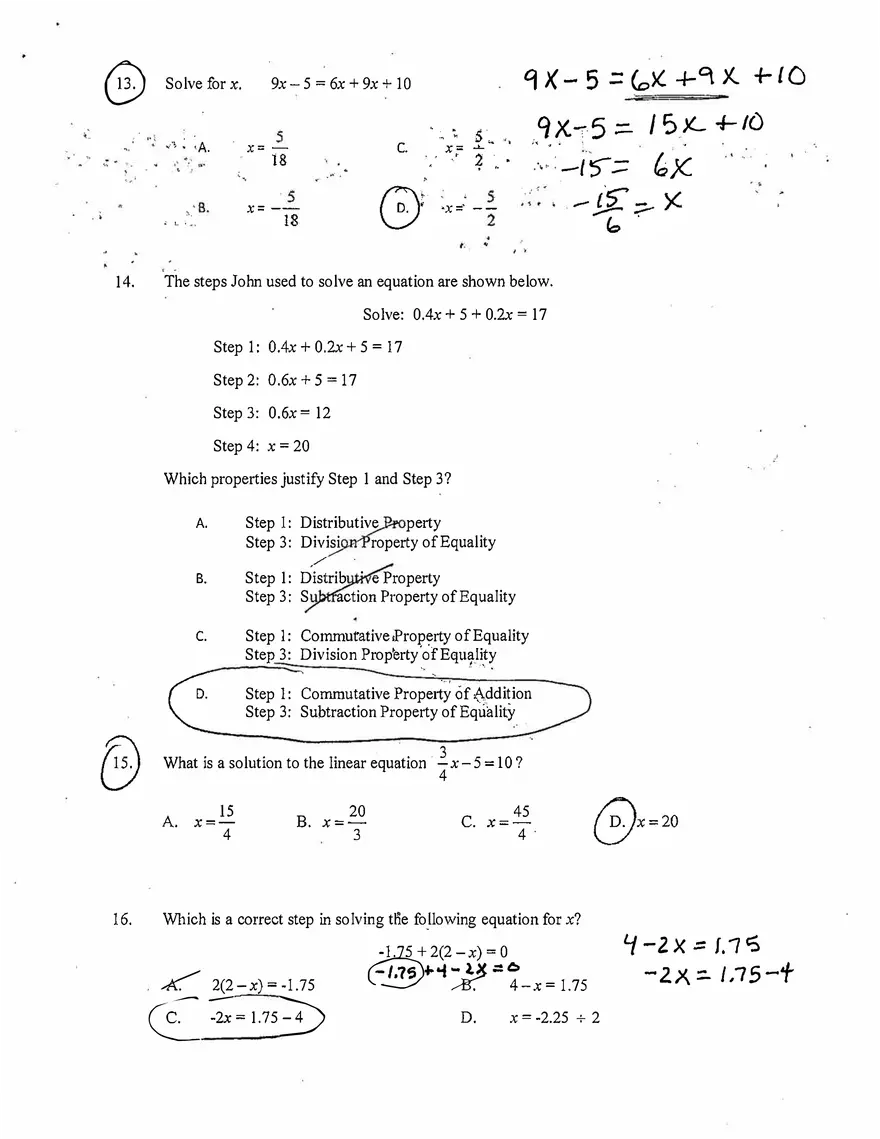 Inequality Answer Key - Page 5