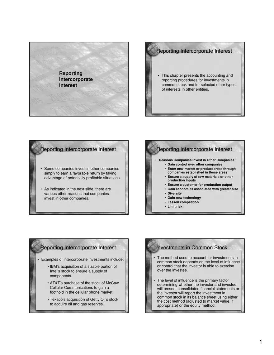 Reporting Intercorporate Interest - Page 1