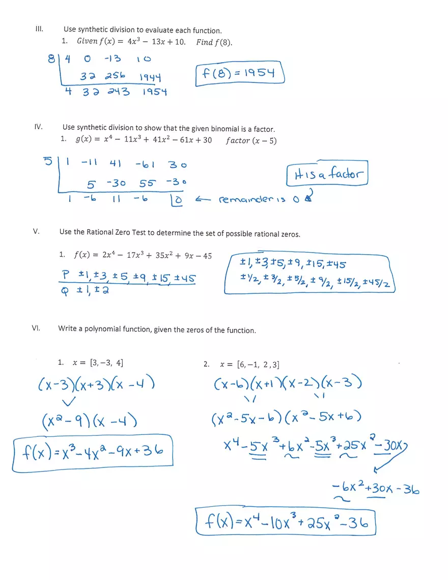 Precalculus Academic Review Worksheet Assignment - Page 2
