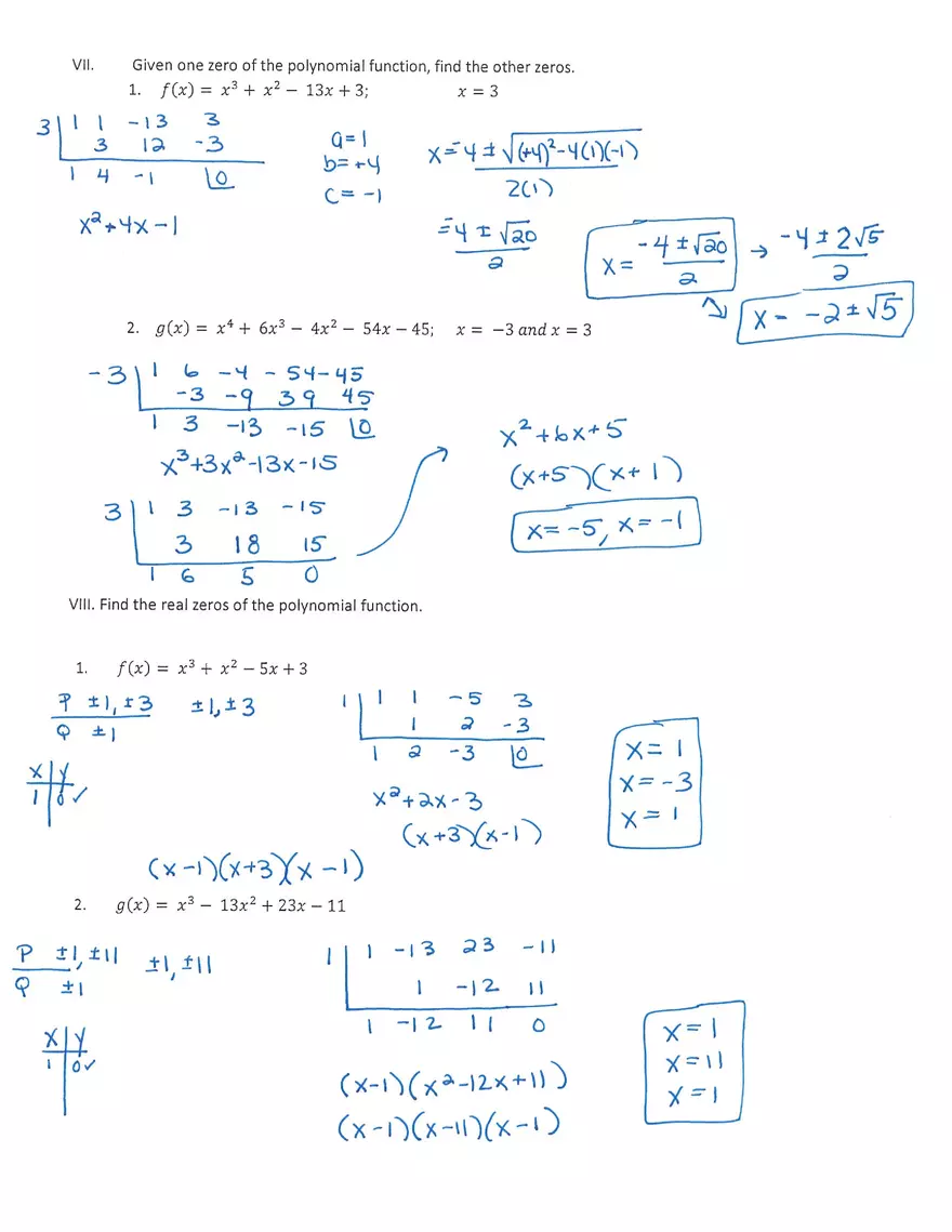 Precalculus Academic Review Worksheet Assignment - Page 3