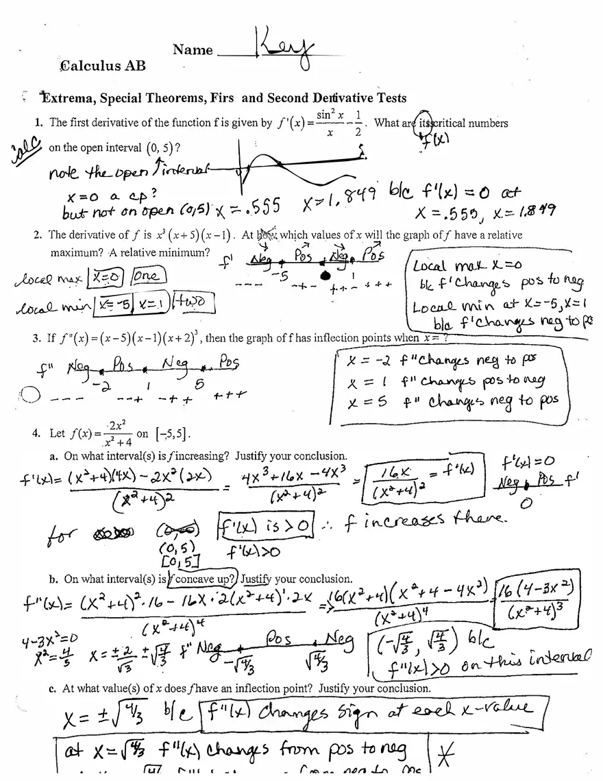 Calculus Exam Review - Page 1