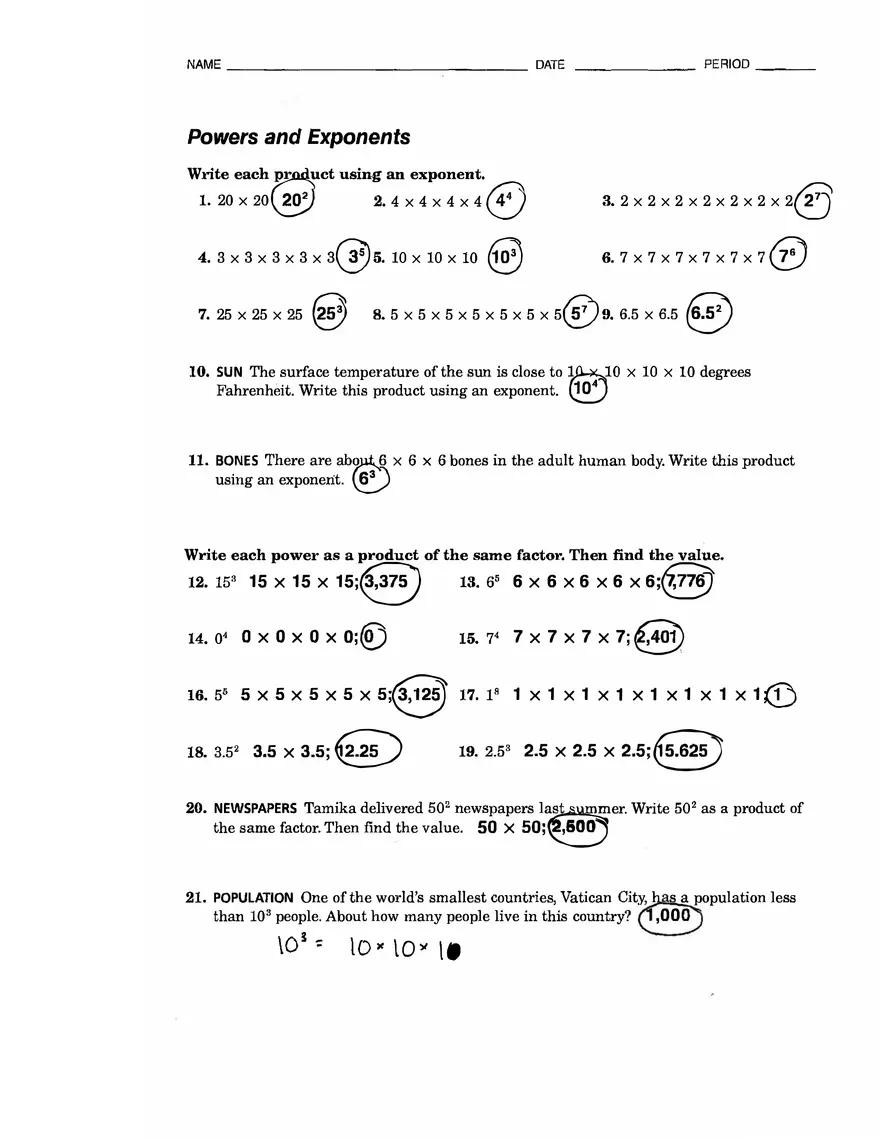 Algebra - Write Expressions - Page 2