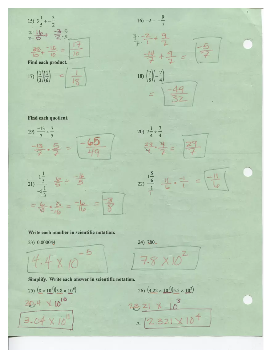Fraction, Order of Operation - Page 2