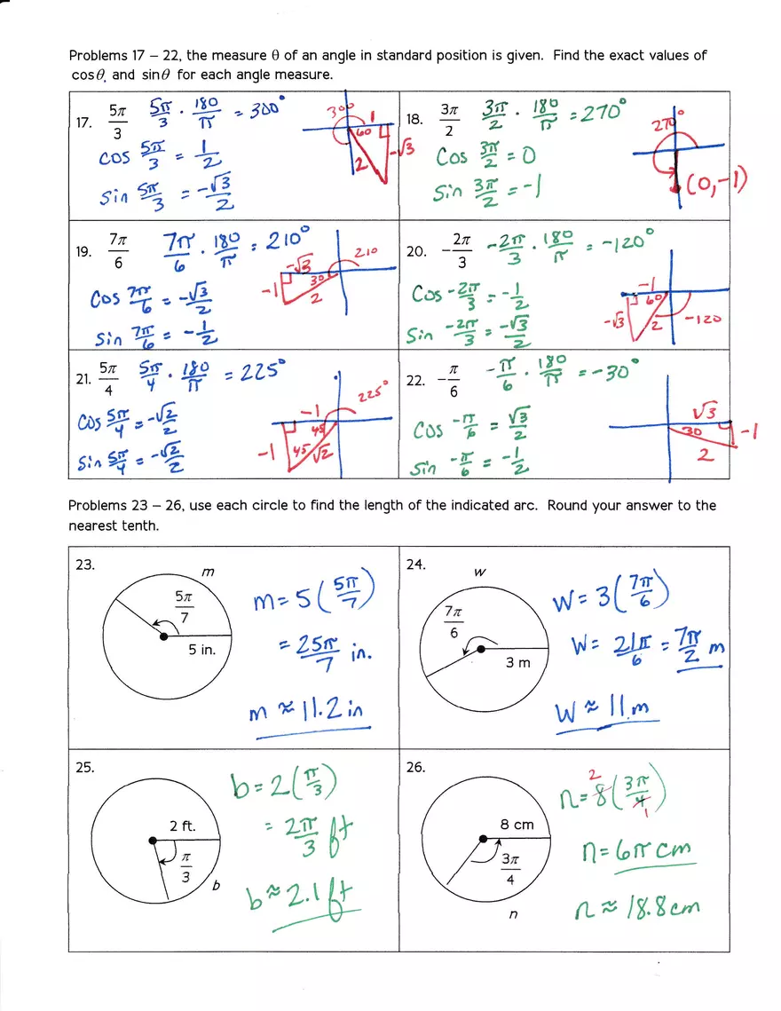 Radian Measure Assignment Answers - Page 2