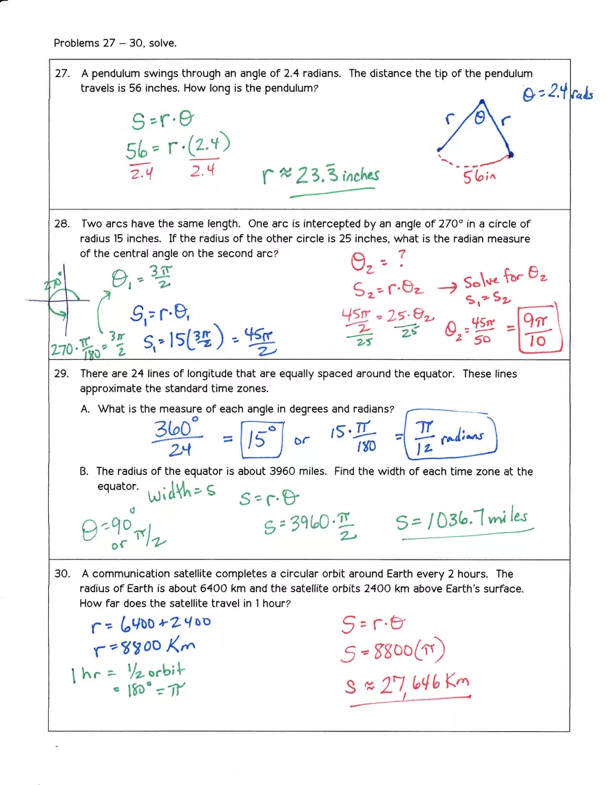 Radian Measure Assignment Answers - Page 3