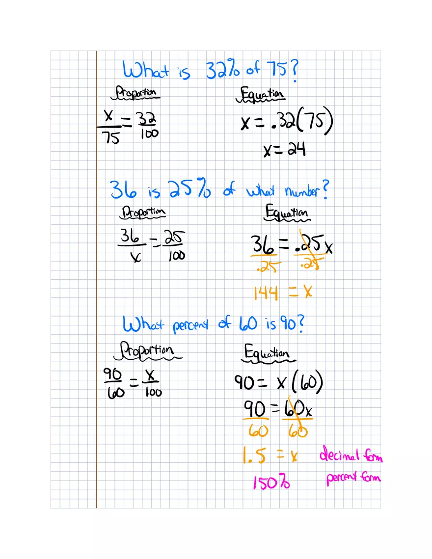 Notes Percent Equation Assignment - Page 2