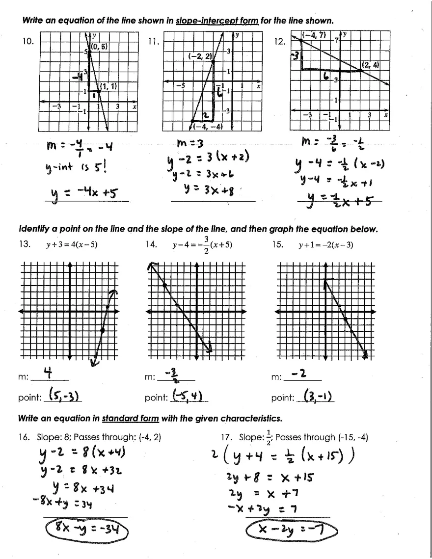 Math Algebra Quiz Review 5.1 Answer Key - Page 2