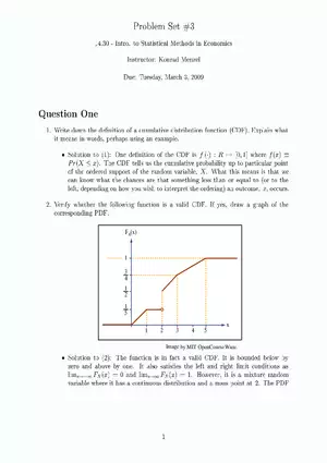 14.30 Introduction to Statistical Methods in Economics: Problem Set #3 with Solutions