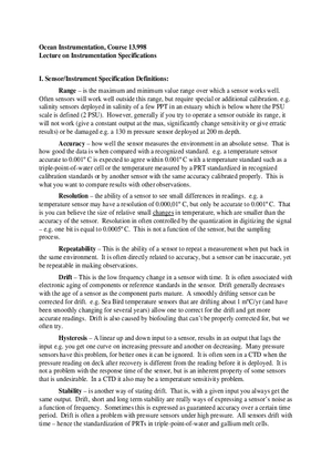 Lecture on Instrumentation Specifications