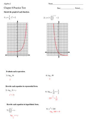Algebra 2 Graf Chapter 8 Practice Test