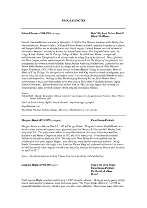 Program Notes