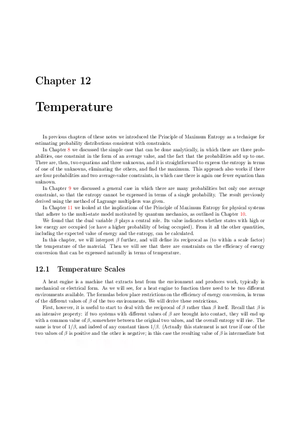 Course Notes, 6.050J/2.110J Information and Entropy - Chapter 12, Temperature