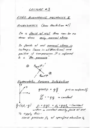 Hydrostatics, Forces on Plane and Curved Surfaces