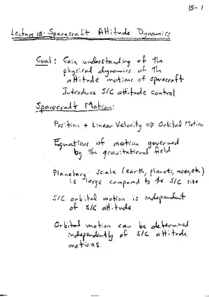 Aerospace Dynamics, Lecture #15: Spacecraft Attitude Dynamics
