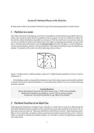 Lecture 07: Statistical Physics of the Ideal Gas