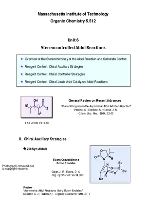 Stereocontrolled Aldol Reactions (II)