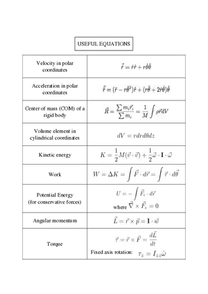 Useful Equations (III)
