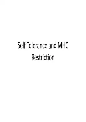 Self Tolerance and MHC Restriction