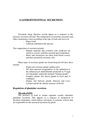 Gastrointestinal Secretion