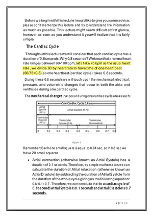 The Cardiac Cycle Lecture Note