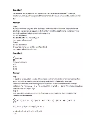 Equations, expressions, and inequalitie #9 - Questions and Answers