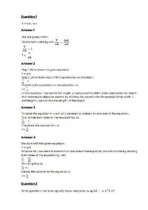 Equations, expressions, and inequalitie #1 - Questions and Answers
