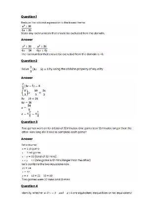 Equations, expressions, and inequalitie #7 - Questions and Answers
