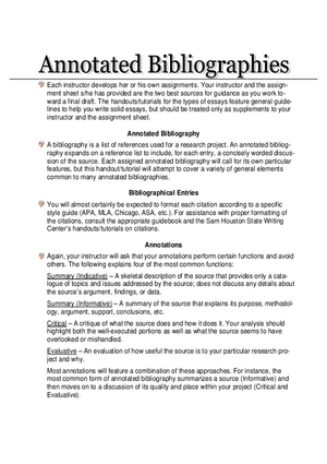 Annotated Bibliography
