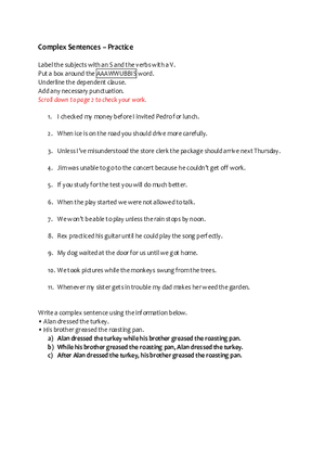 Complex Sentences – Practice