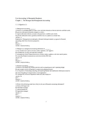 The Manager and Management Accounting