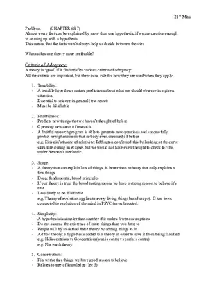 Criteria of Adequacy