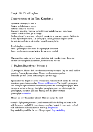 Chapter 10 Plant Kingdom