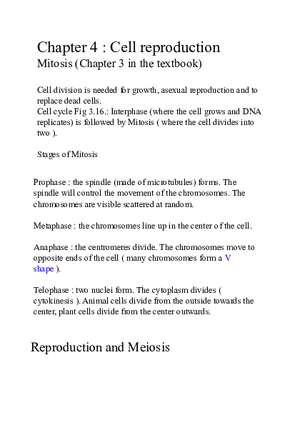 Chapter 4 Cell Reproduction