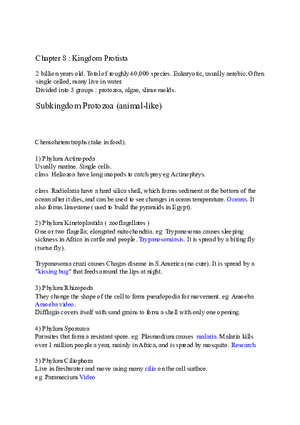 Chapter 8 Kingdom Protista