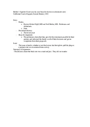Barber v Superior Court Case Brief