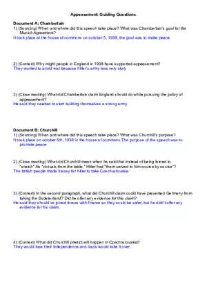 Appeasement Guiding Questions