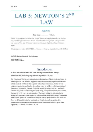 Lab 5 Newtons 2nd Law