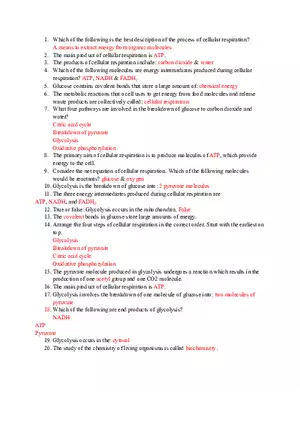 Which of the Following is the Best Description of the Process of Cellular Respiration