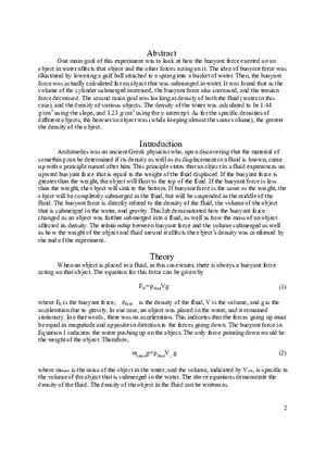 Archimedes’ Principle Lab Report