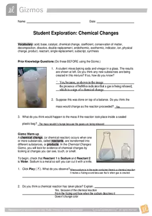 Gizmo Answer Key - Chemical Changes