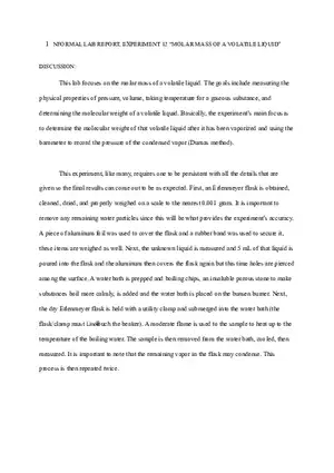 Molar Mass of a Volatile Liquid