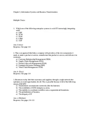 Chapter 5, Information Systems and Business Transformation