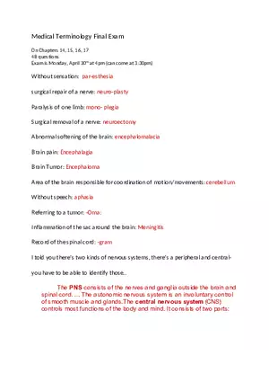 Medical Terminology Final Exam