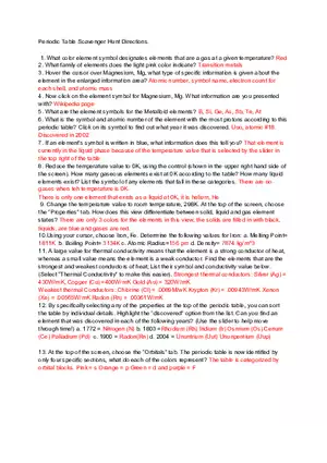 Periodic Table Scavenger Hunt Directions